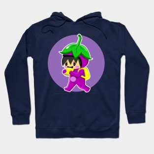 cute and funny eggplant cartoon character Hoodie